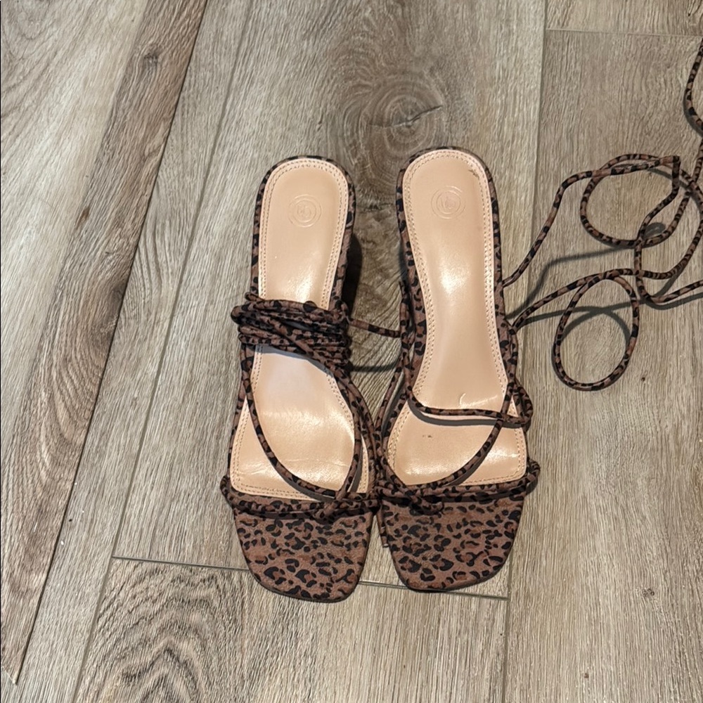 Leopard Print Strappy Sandals